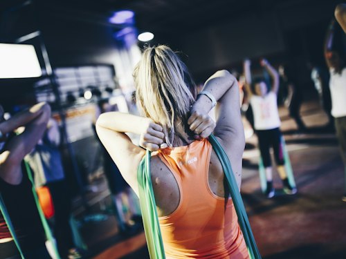 Boxsack in einer Trainingshalle